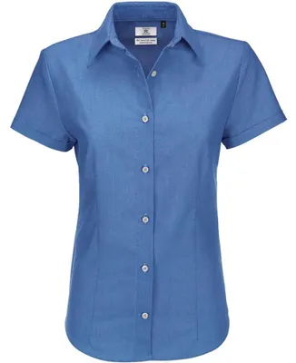 Produktbild von B&C Damen Oxford Bluse, kurzarm FK123 (XL) (Oxford Blau)