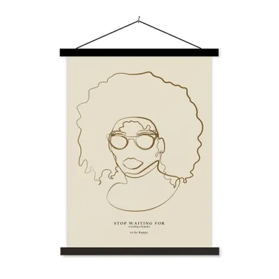 Produktbild von MuchoWow® Textilposter Linienkunst - Frau - Text - Zitate 40x53 cm mit schwarzem Rahmen - Abbildung