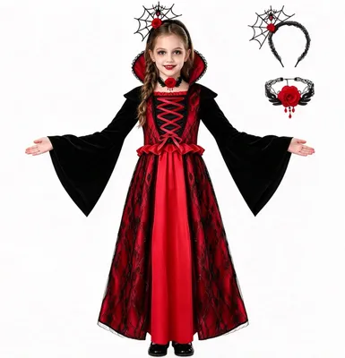 Vampierkostüm Kinder 3-teilig, Mädchen, Gr. S (4-6 J.)