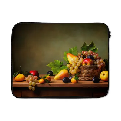 Produktbild von MuchoWow® Laptop Hülle 17 Zoll Laptoptasche Rustikal - Korb - Obst - Stilleben - Zipper - Schutzabdeckung