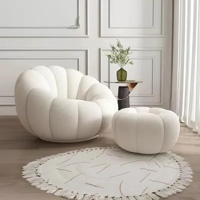 Image de Fauteuil compressible beige avec ottoman fauteuil stylé et confortable