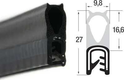 Produktbild von DO23 - EPDM Kantenschutz Dichtungs Profil Gummi Dichtung oben - Klemmbereich 1,5-3,5 mm
