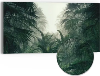 Produktbild von DEQORI Hybrid Leinwand Bild 60x30 cm 'Nebelwaldgeheimnis' Wandbild Glas flach modern