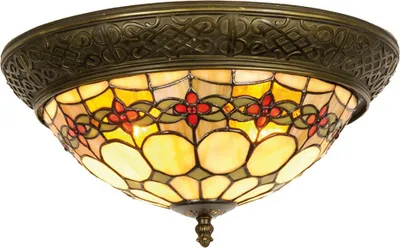 Produktbild von Clayre & Eef Deckenlampe Tiffany Ø 38x19 cm Beige Rot Glas Rose