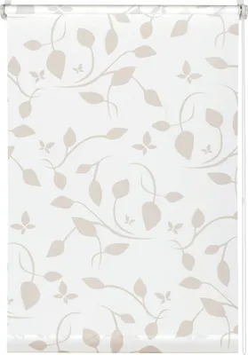 Produktbild von Gardinia EasyFix Rollo mit Blättern weiß beige 120 x 150 cm