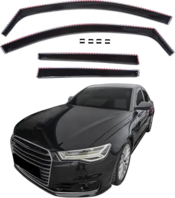 Produktbild von J&J AUTOMOTIVE | GP Windabweiser Für Audi A6 (C7) 2011-2018 Sedan 4tlg, GP Regenabweiser, Schwarz, Getönt, Aerodynamisch, Einfache Montage, Befeistigung mit Clips