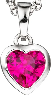 Produktbild von Anhänger Herz Herzchen mit pink-rot Zirkonia aus 925 Silber Halsschmuck Kinder