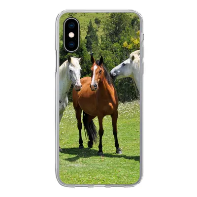 Produktbild von MuchoWow® Handyhülle Schutzhülle Hülle für iPhone X Pferde - Baum - Schatten Silikon Softcase Handy Hülle - Handyhülle