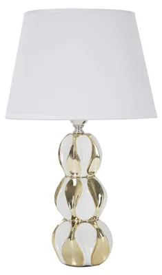 Produktbild von Tischleuchte Glam Balls aus weißer und goldener Keramik mit Kugelbasis