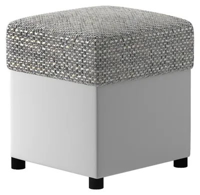 Immagine prodotto di Sgabello cubico con vano contenitore EVREN 1 - grigio chiaro / bianco