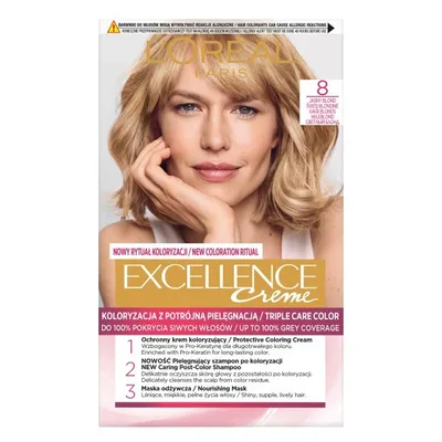 Zdjęcie produktu dla Loreal Excellence Creme Hair Color 8 Jasny Blond
