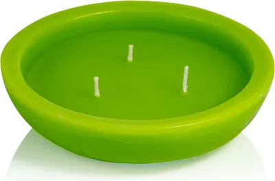 Produktbild von INNA-Glas Outdoor Schwimmkerze NEREA, 3-Docht, apfelgrün, 4,5 cm, Ø15,8 cm, 5,5h - Schwimmende Kerze