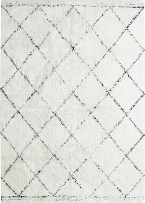 Zdjęcie produktu dla Bawełna BERBERE Dywan do salonu - 160 x 230 cm - 100% bawełna - Naturalny ecru - Diamentowy wzór