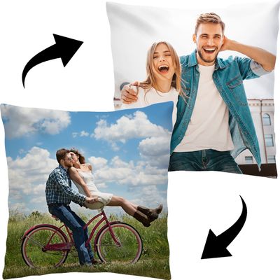 Personalisiertes FOTOGESCHENK Doppelseitig (45x45 cm), Foto-Kissen mit Foto & Text, Valentinstag (mit Füllung), Doppelseitig [091]