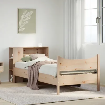 Imagen del producto de Maison Exclusive: Estructura de cama con somier y colchón de 75 x 190 cm, fabricada en madera maciza de pino