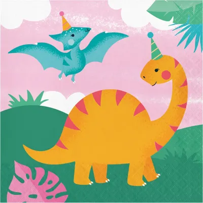 Produktbild von 16 Dino Girls Servietten 33cm