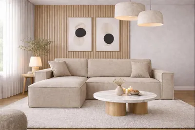 Produktbild von Kaiser Möbel Ecksofa mit schlaffunktion und bettkasten, Ecksofa L-Form, Eckcouch L-Form BEST stoff NEVE Links Beige