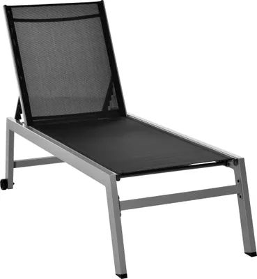 Produktbild von Sonnenliege, Gartenliege, 5-stufige Rückenlehne, Aluminium, Schwarz, 202 x 65 x 43 cm