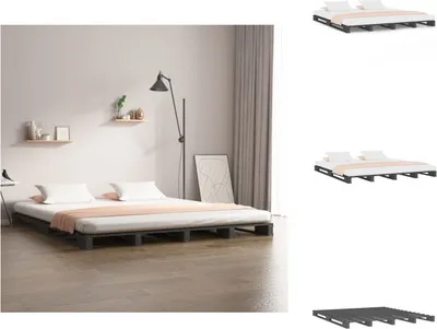Produktbild von vidaXL Palettenbett Grau 120x200 cm Massivholz Kiefer -  Betten & Bettgestelle