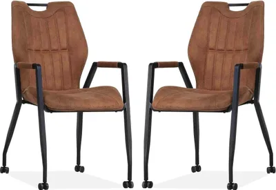 Produktbild von MX Sofa Stuhl Olympic mit Rollen – Cognac – 2er-Set