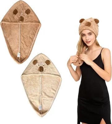 Produktbild von Haarturban 2 Stück, Mikrofaser, Cartoon-Design, für nasses Haar