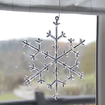 Zdjęcie produktu dla Śnieżynka biała ciepła Led ICY 28 cm na baterie