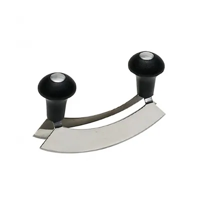 Produktbild von Wiegemesser mit 2 Edelstahlklingen 17 cm - Kunststoffgriffe in Schwarz