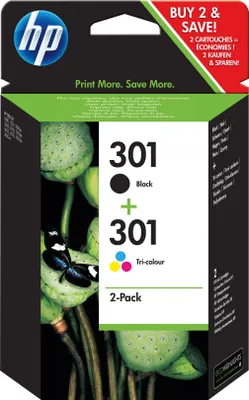 Produktbild von HP 301 - Inktcartridge / Zwart + Tri-color (2 st. / 6 ml)
