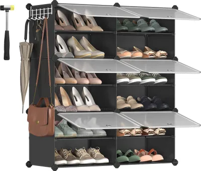 Produktbild von SONGMICS Schuhregal 6 Fächern Schuhschrank mit Türen schwarz