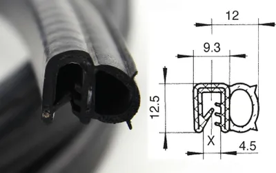 Produktbild von DS7 - EPDM Kantenschutz Dichtungs Profil Gummi Dichtung seitlich - Klemmbereich 1 - 4 mm