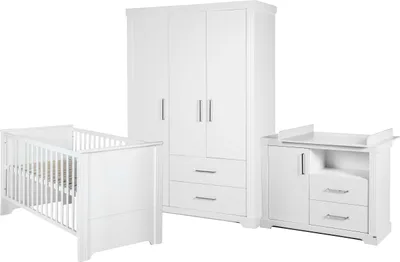 Produktbild von roba Möbelset 'Maxi‘, inkl. Kombi-Bett 70 x 140 cm, Wickelkommode und 3-türigem Kleiderschrank, weiß