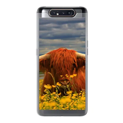 Produktbild von MuchoWow® Handyhülle Schutzhülle Hülle für Samsung Galaxy A80 Schottischer Highlander - Tiere - Blumen Silikon Softcase Handy Hülle - Schutzdeckel