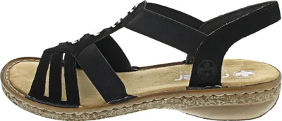 Produktbild von Rieker 62831-00 Damen Sandalette, Schwarz, Synthetik, NEU - Damenschuhe Sandalette / Sling, Schwarz, absatzhöhe: 20 mm