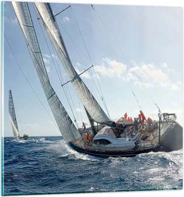 Produktbild von Bilder auf glas - Segelschiff Meer - 30x30cm - Glasbilder - Wandbilder - Kunstdruck - zum Aufhängen bereit - Wanddekoration aus Glas - Glas Bilder - Wandbild auf Glas - Einteilig - GAC30x30-4032