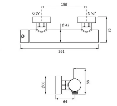 Produktbild von Herzbach DEEP Brausebatterie Aufputz Chrom