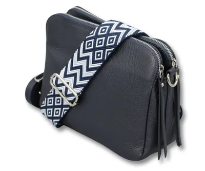 Produktbild von Adel Bags Schultertasche Leder, Umhängetasche für Damen, Navyblau