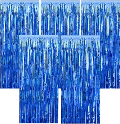 Imagen del producto de Cortina decorativa Lametta, con detalles brillantes, de 1 x 2 metros, paquete de 5 unidades, ideal para celebraciones