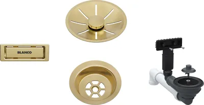 Obrázok produktu pre Blanco vyskakovacia odpadová súprava 1x3,5'' oAfb InFino SGO, saténovo zlatá manuálne ovládanie 207423