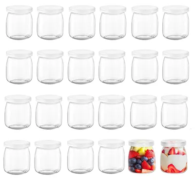 24 transparente Puddinggläser 200 ml mit Deckel