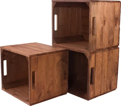 Produktbild von 3er Set Holzkiste used für Kallax Regale 33cm x 37,5cm x 32,5cm Regalkiste rustikal Einsatzkiste als Küchenregal Obstkiste Weinkiste Wandregal Badregal