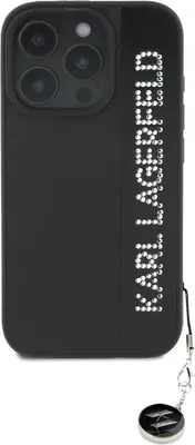 Produktbild von Karl Lagerfeld iPhone 16 Pro Back cover case - Saffiano rhinestones and charm - Black