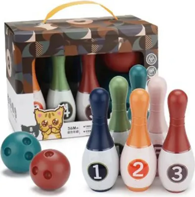 Immagine prodotto di Bambini bowling set 6PCS perni e 2pcs palle educazione bambini mini giocattoli per giochi indoor e outdoor