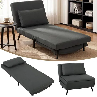 Zdjęcie produktu dla SUGIFT, rozkładana sofa, imitacja lnu, ciemnoszary kolor