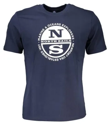 Produktbild von Blaues Herren Kurzarm-T-Shirt mit Rundhals und Logoaufdruck