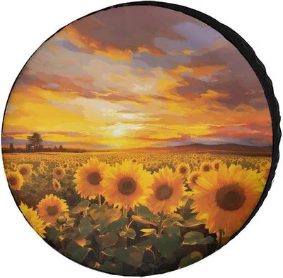 Productafbeelding van Wielhoes - Reserveband afdekking - Banden beschermen - Waterdicht en zonwerend - 17 inch - Zonnebloemveld