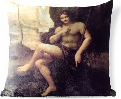 Produktbild von MuchoWow® Outdoor Kissen - Der heilige Johannes in der Wüste - Leonardo da Vinci - 45x45 cm - Wetterfest - Lounge Kissen - Fotokissen - Dekoratives Kissen