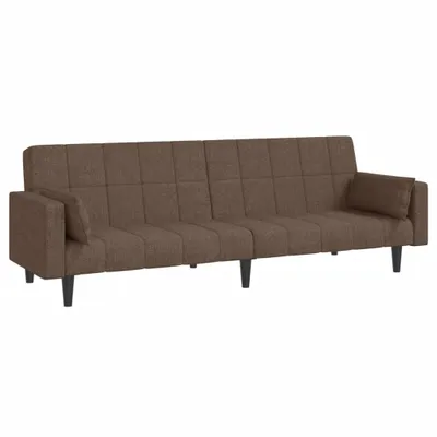 Produktbild von vidaXL Schlafsofa 2-Sitzer mit 2 Kissen Taupe Stoff