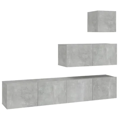 Produktbild von 4-tlg. TV-Schrank-Set Betongrau Holzwerkstoff