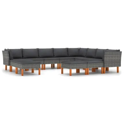 Produktbild von vidaXL 12-tlg. Garten-Lounge-Set mit Kissen Poly Rattan Grau