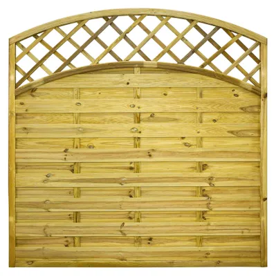 Produktbild von Ligna Gard Dichtzaun Lausanne gebogen mit Rankgitter 180x180 cm Holzzaun Kiefer Kesseldruckimprägniert 44x44 mm Rahmen